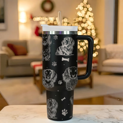 Long Haired Dachshund 40oz Engraved Insulated Tumbler