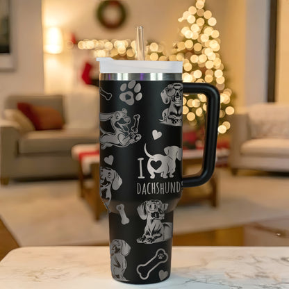 Laser Engraved Dachshund Insulated Tumbler 40oz