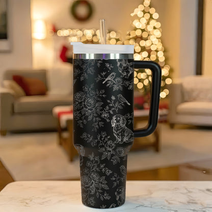Vintage Dachshund Toile Pattern 40oz Insulated Tumbler