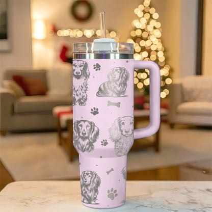 Long Haired Dachshund 40oz Engraved Insulated Tumbler