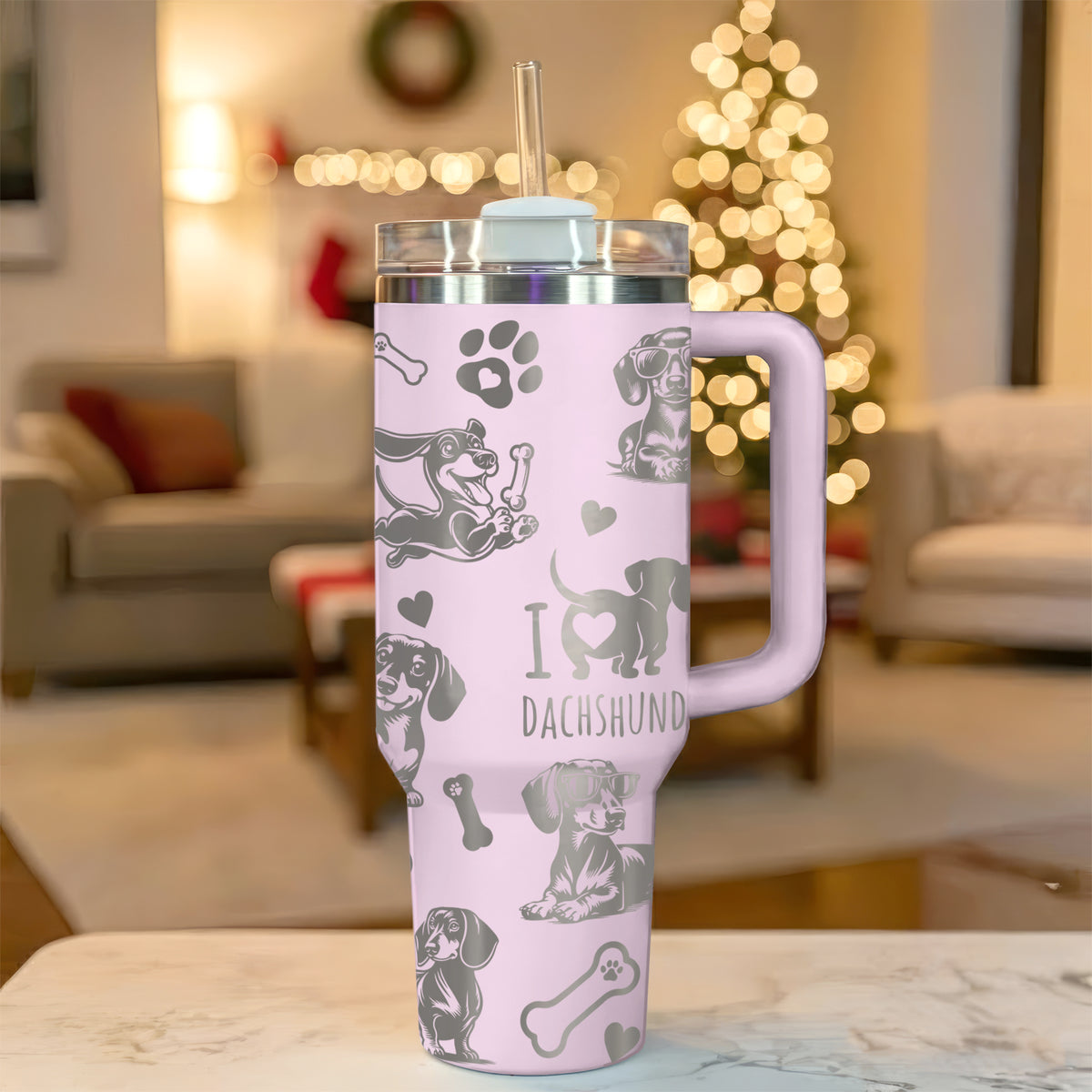 Laser Engraved Dachshund Insulated Tumbler 40oz