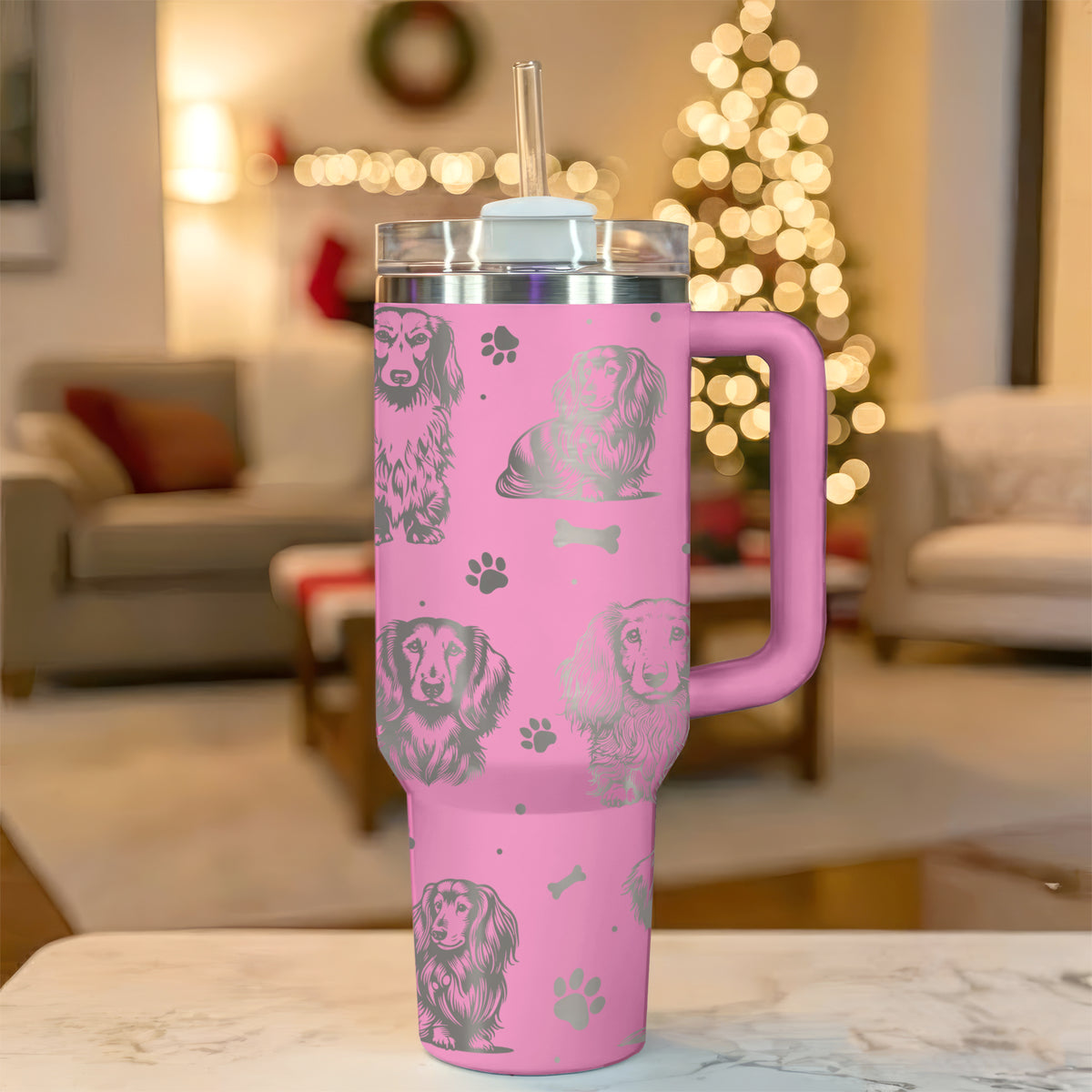 Long Haired Dachshund 40oz Engraved Insulated Tumbler