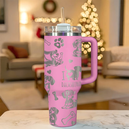 Laser Engraved Dachshund Insulated Tumbler 40oz