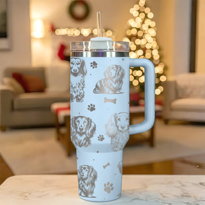 Long Haired Dachshund 40oz Engraved Insulated Tumbler