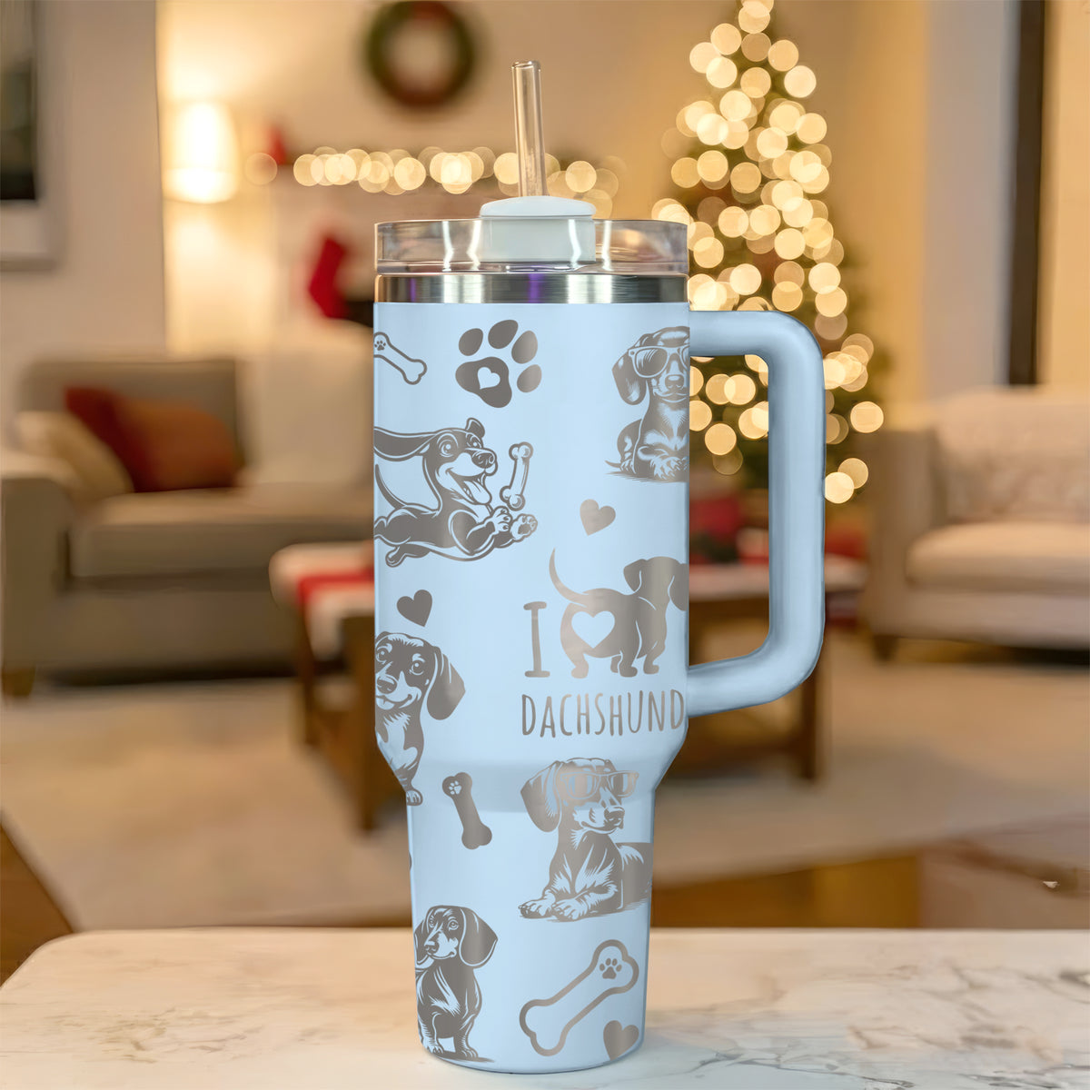 Laser Engraved Dachshund Insulated Tumbler 40oz