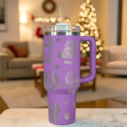 Long Haired Dachshund 40oz Engraved Insulated Tumbler