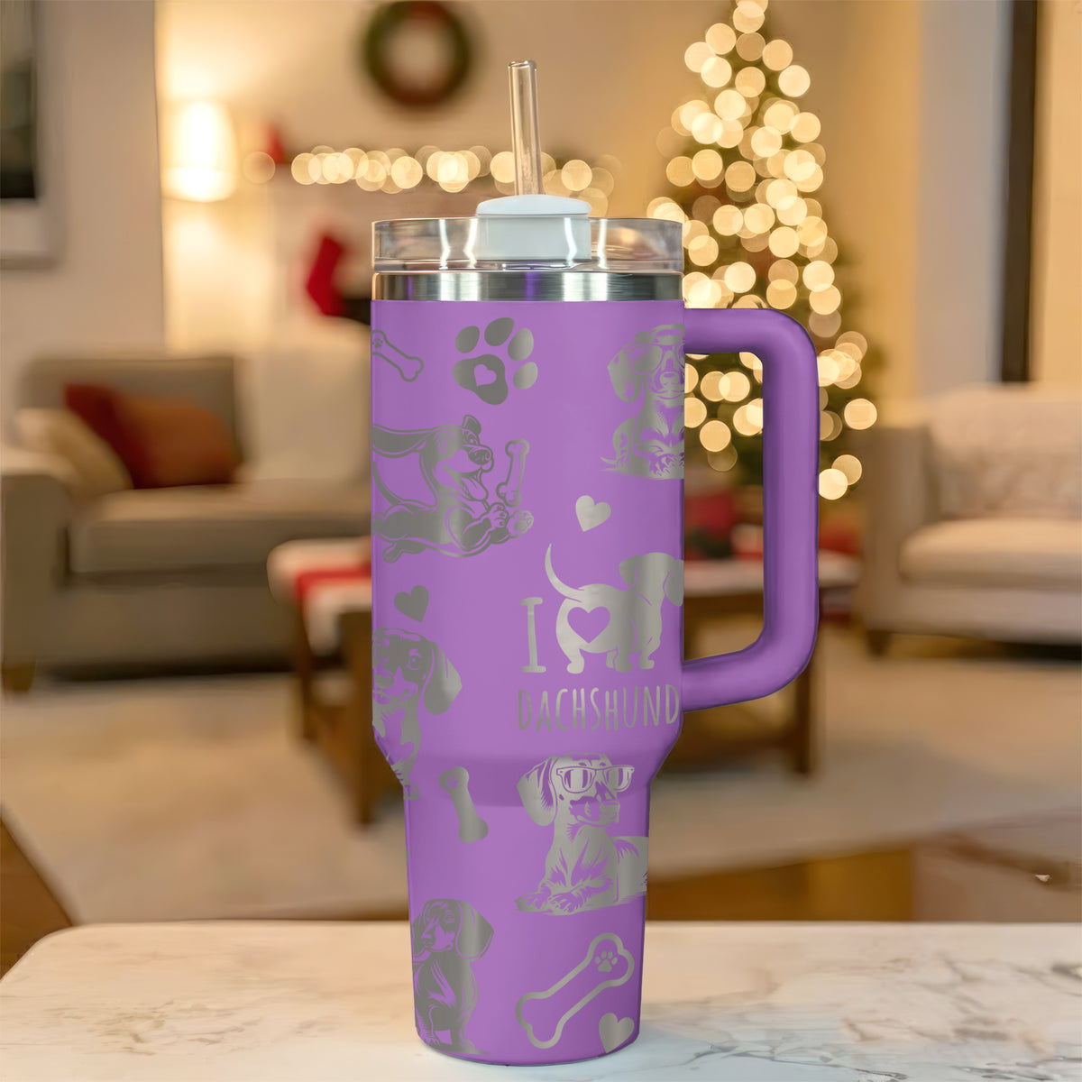 Laser Engraved Dachshund Insulated Tumbler 40oz