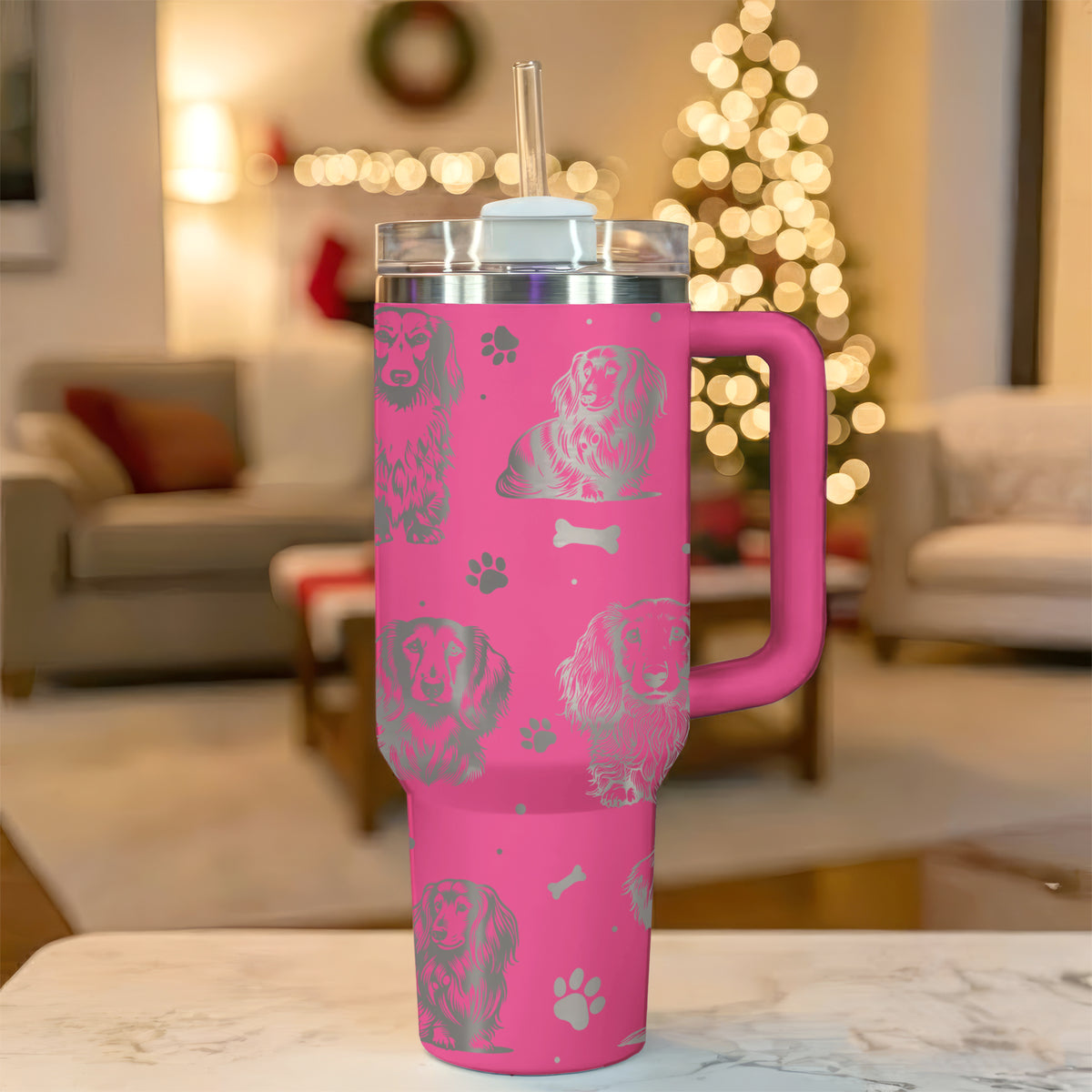 Long Haired Dachshund 40oz Engraved Insulated Tumbler