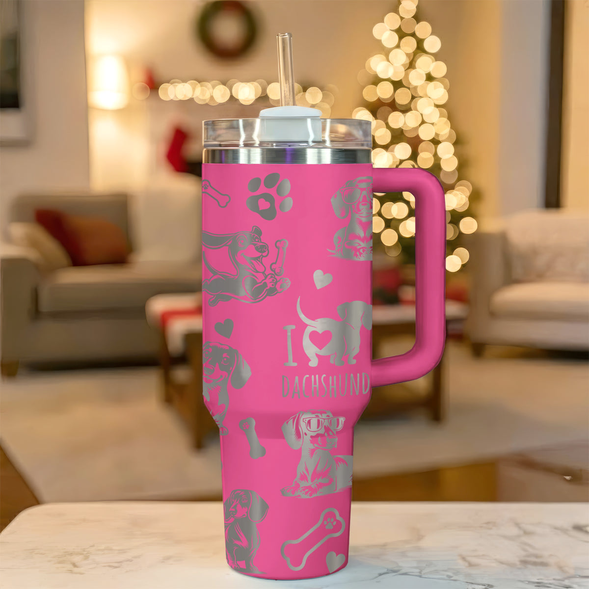 Laser Engraved Dachshund Insulated Tumbler 40oz