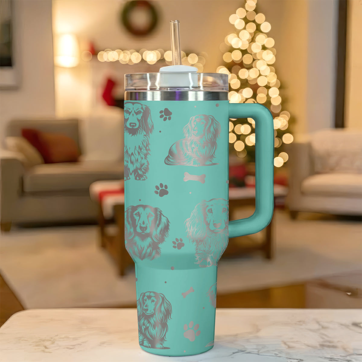 Long Haired Dachshund 40oz Engraved Insulated Tumbler