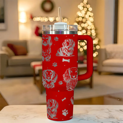 Long Haired Dachshund 40oz Engraved Insulated Tumbler