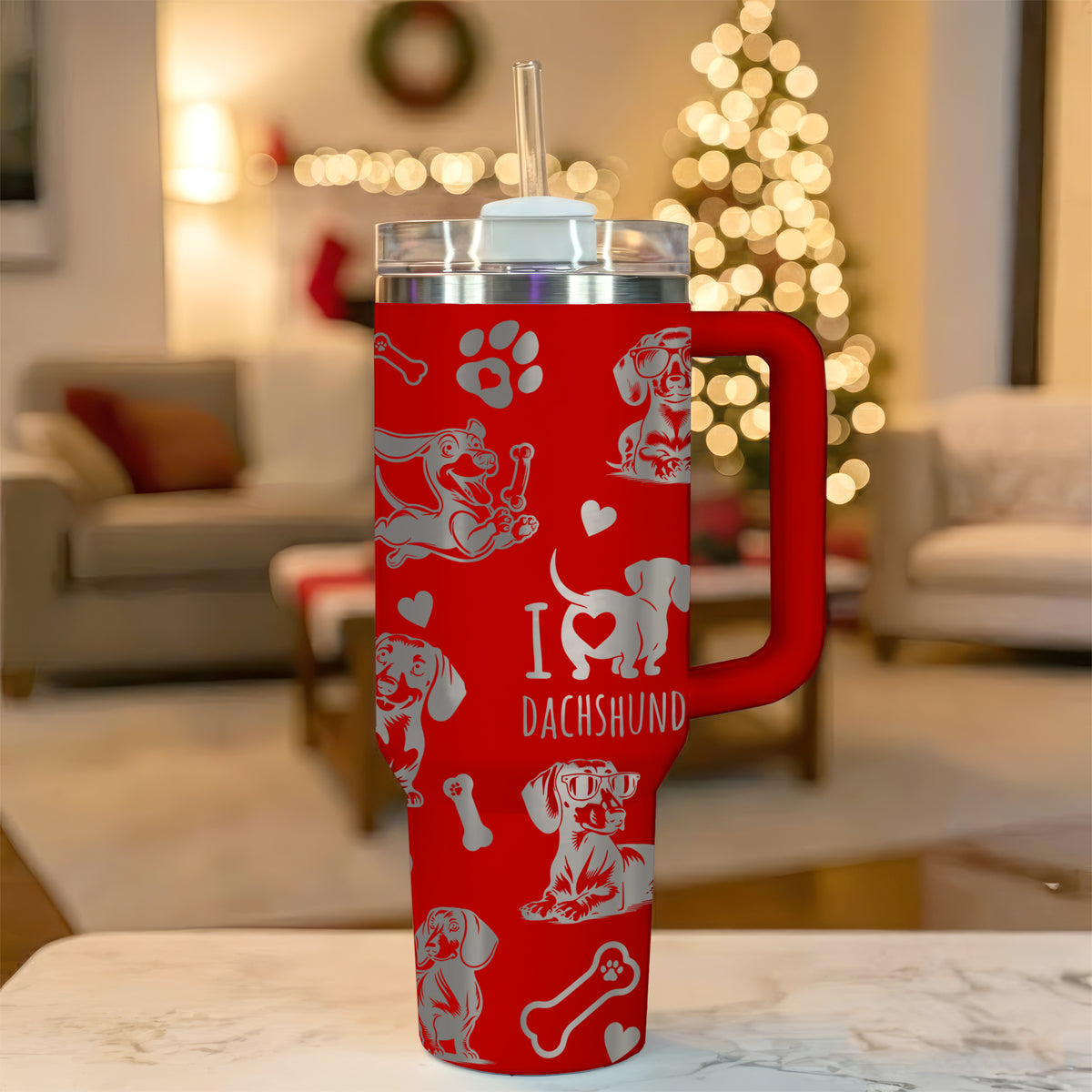 Laser Engraved Dachshund Insulated Tumbler 40oz
