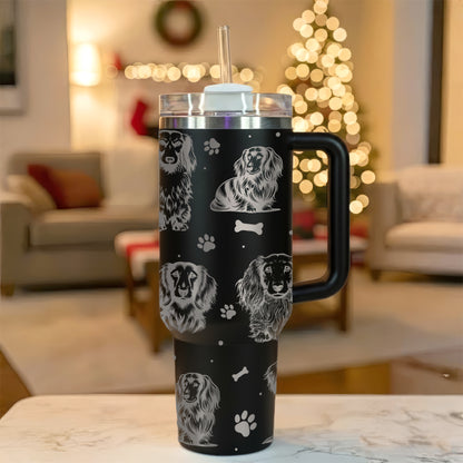 Long Haired Dachshund 40oz Engraved Insulated Tumbler