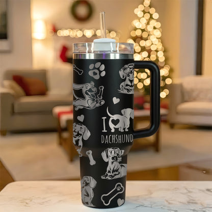 Laser Engraved Dachshund Insulated Tumbler 40oz
