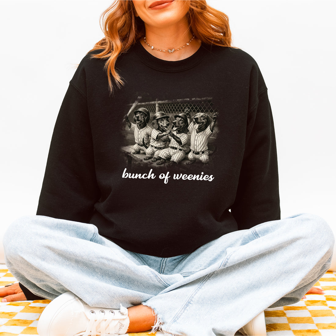 Funny Dachshund Baseball Sweatshirt Bunch of Weenies Dog Mom