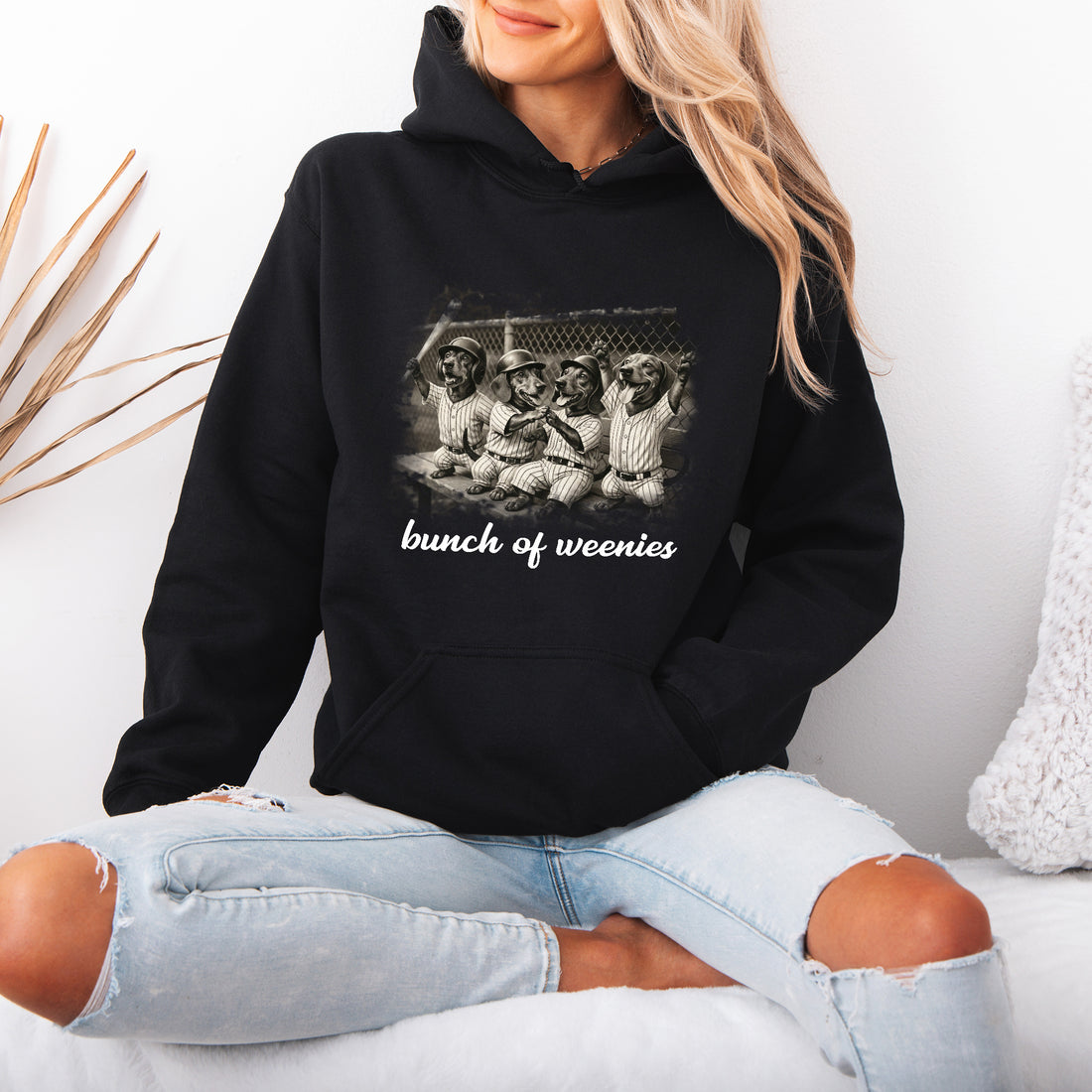 Funny Dachshund Baseball Hoodie Bunch of Weenies Dog Mom