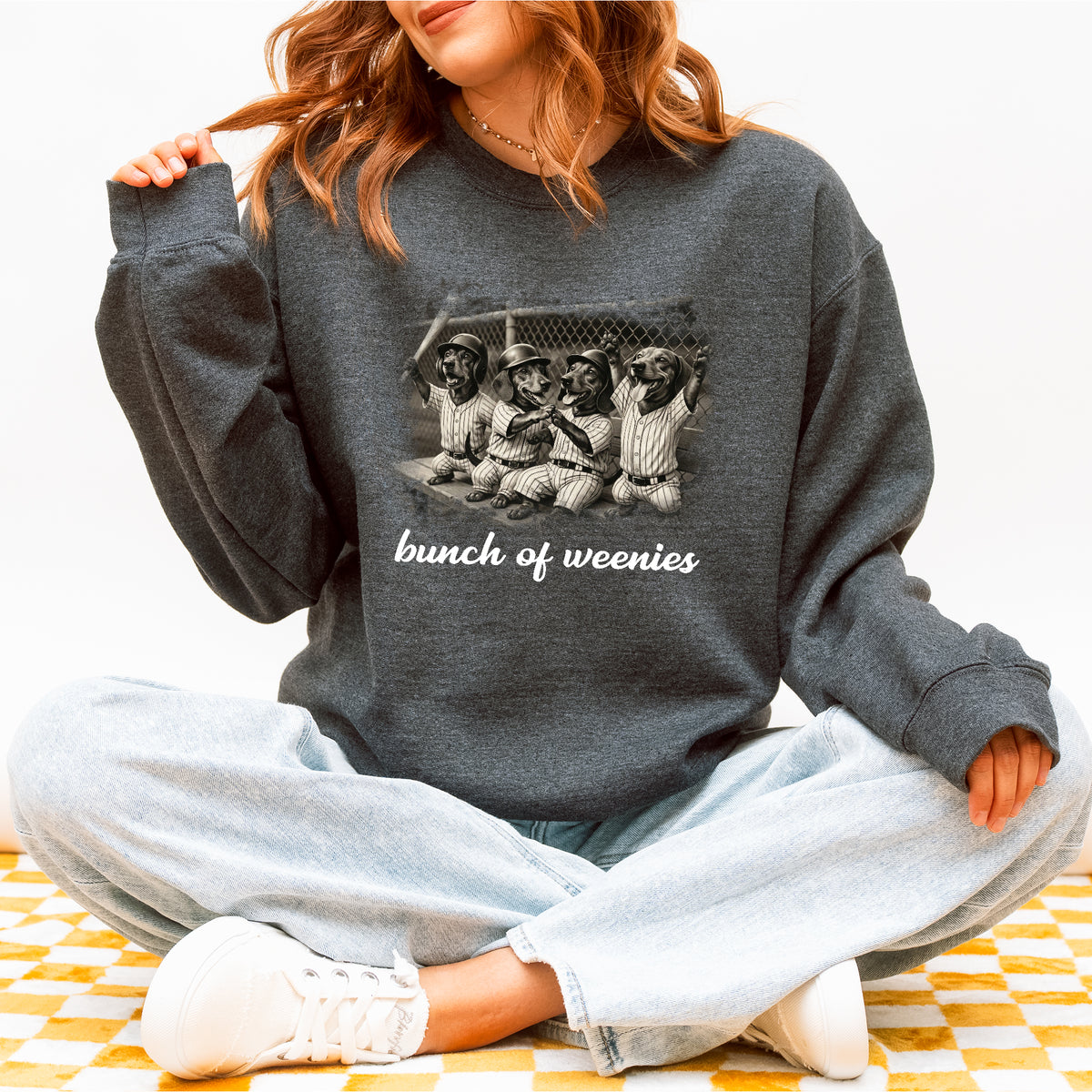 Funny Dachshund Baseball Sweatshirt Bunch of Weenies Dog Mom