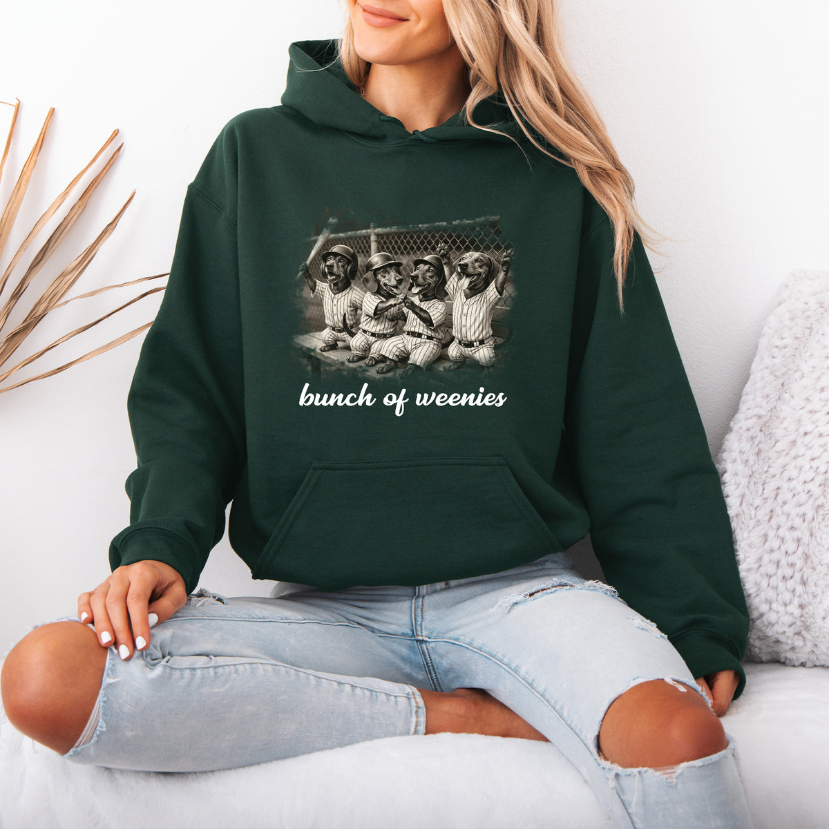 Funny Dachshund Baseball Hoodie Bunch of Weenies Dog Mom