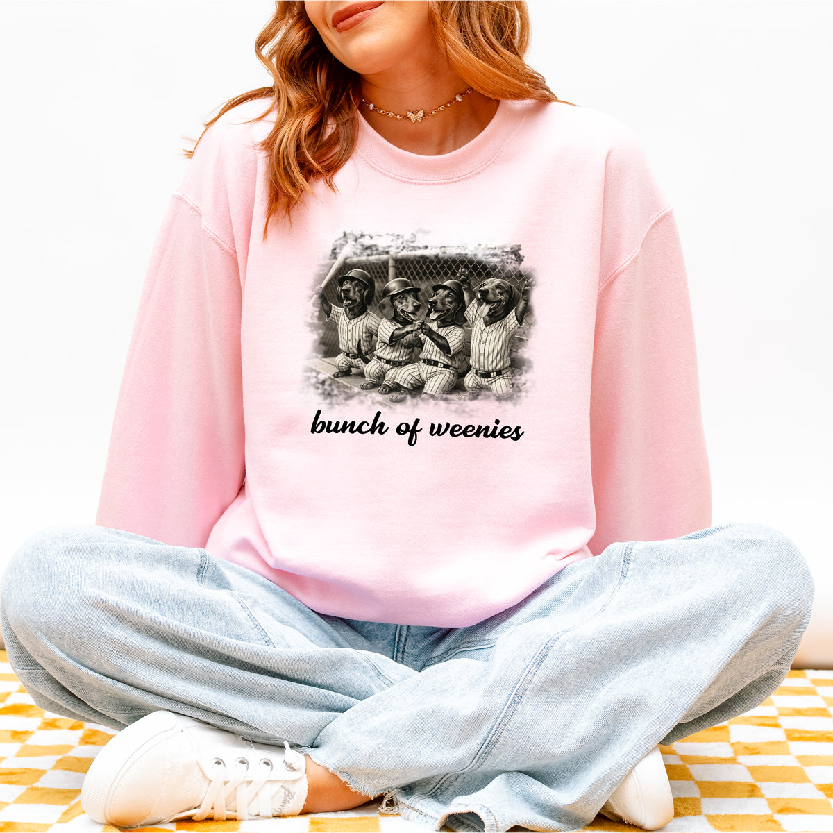 Funny Dachshund Baseball Sweatshirt Bunch of Weenies Dog Mom