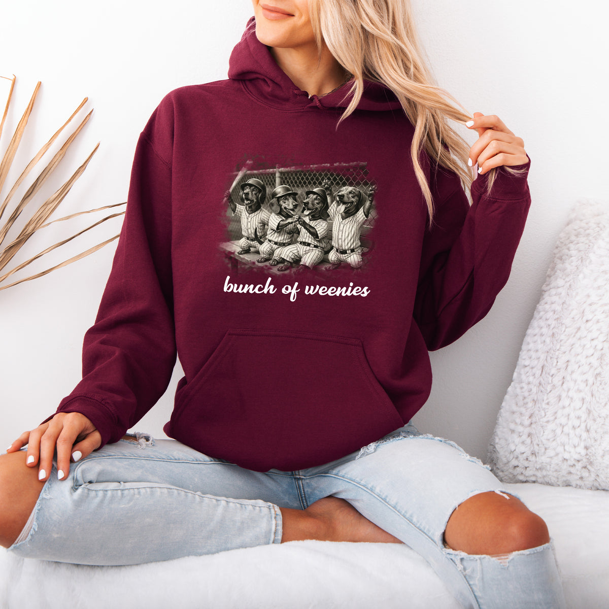 Funny Dachshund Baseball Hoodie Bunch of Weenies Dog Mom