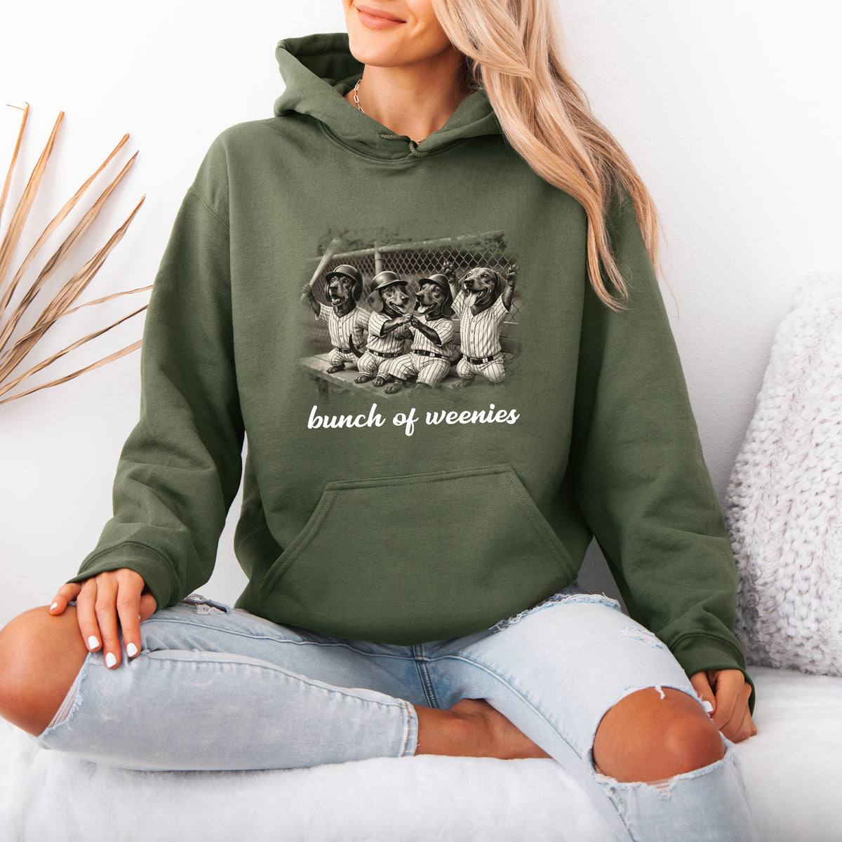 Funny Dachshund Baseball Hoodie Bunch of Weenies Dog Mom