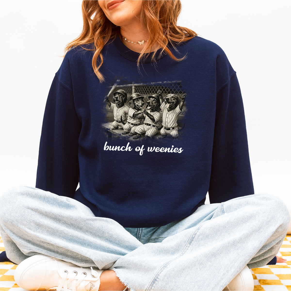 Funny Dachshund Baseball Sweatshirt Bunch of Weenies Dog Mom