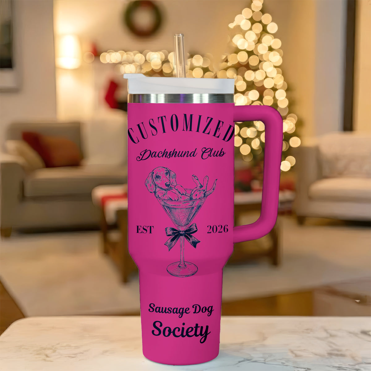 Personalized Dachshund Tumbler – Custom Name Doxie Gift