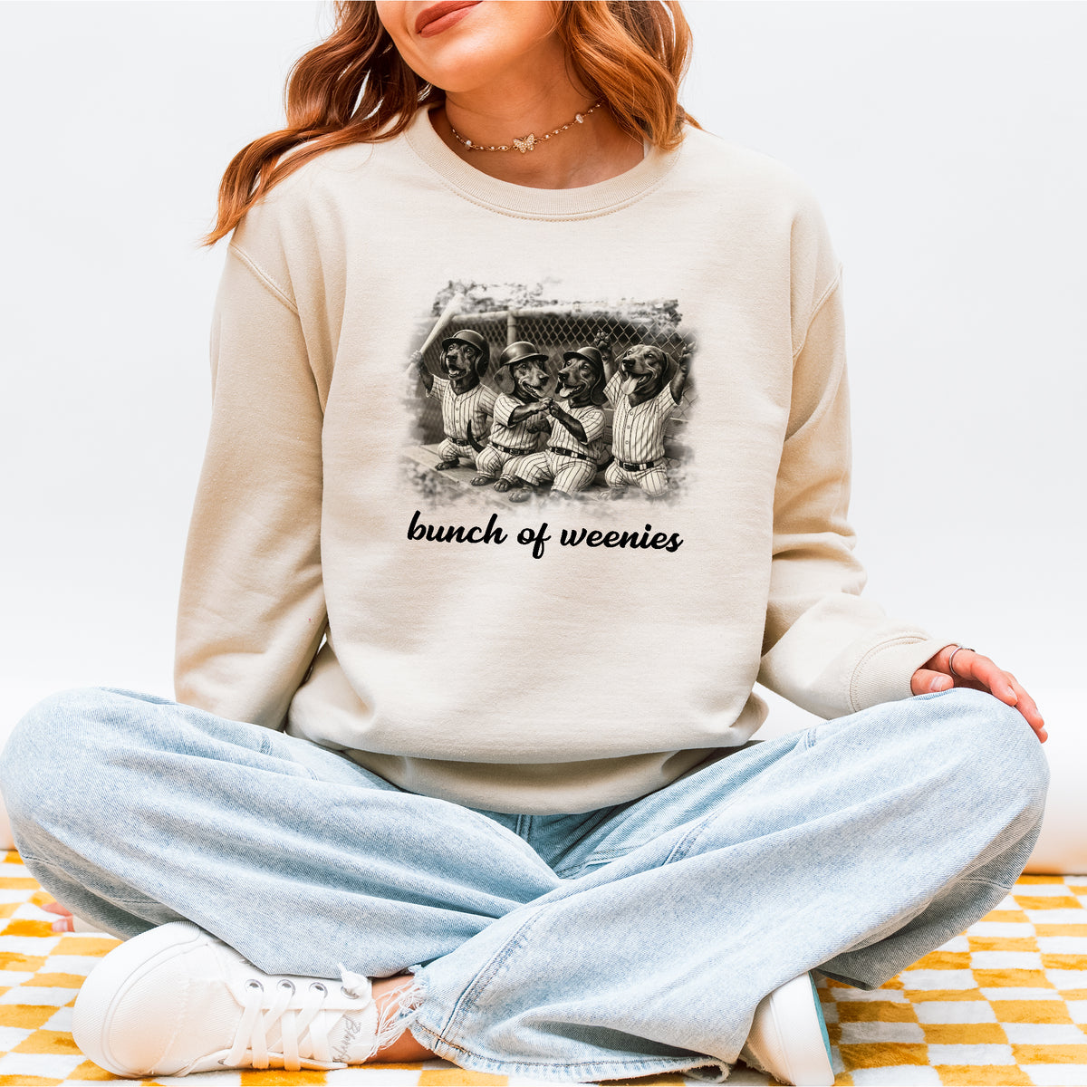 Funny Dachshund Baseball Sweatshirt Bunch of Weenies Dog Mom