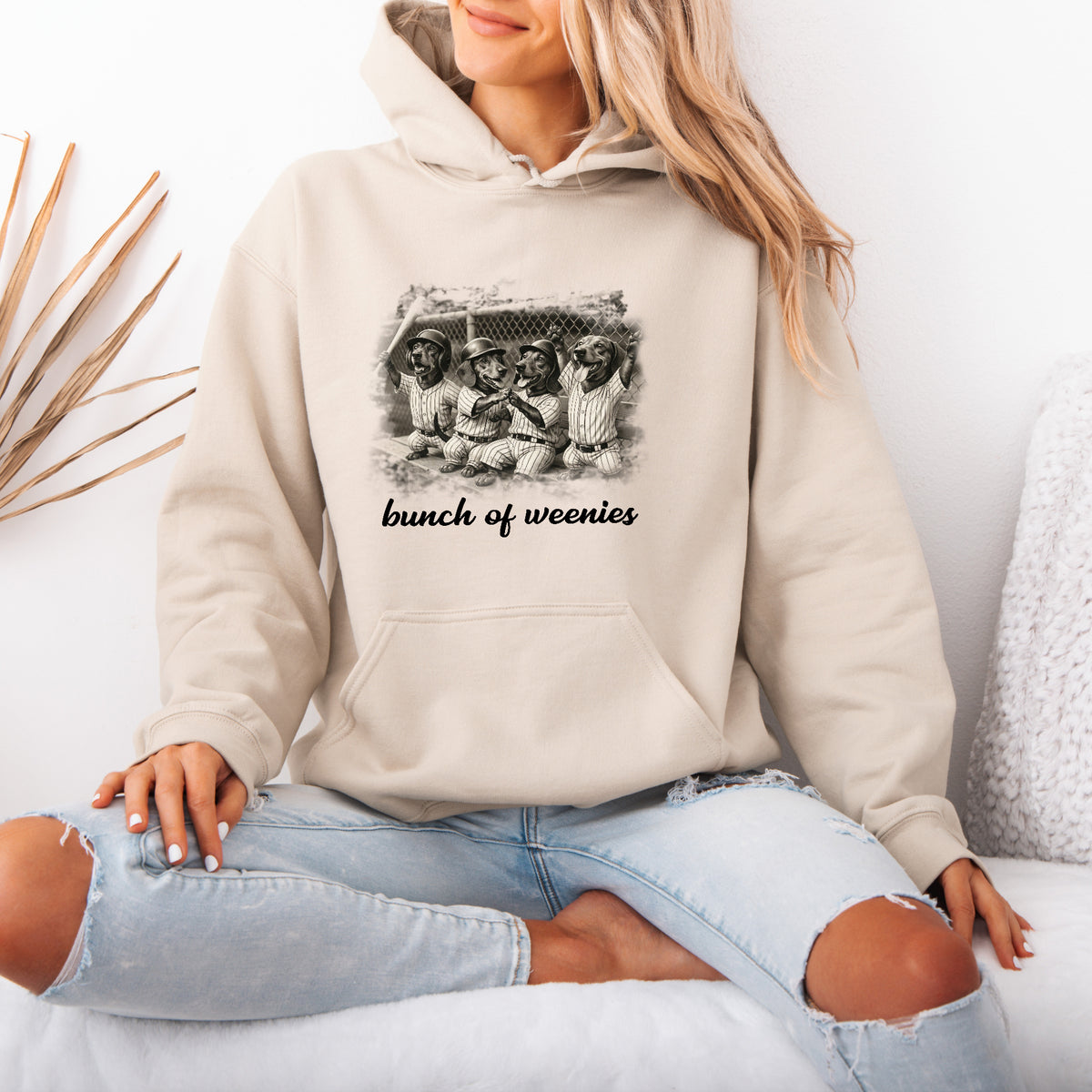Funny Dachshund Baseball Hoodie Bunch of Weenies Dog Mom