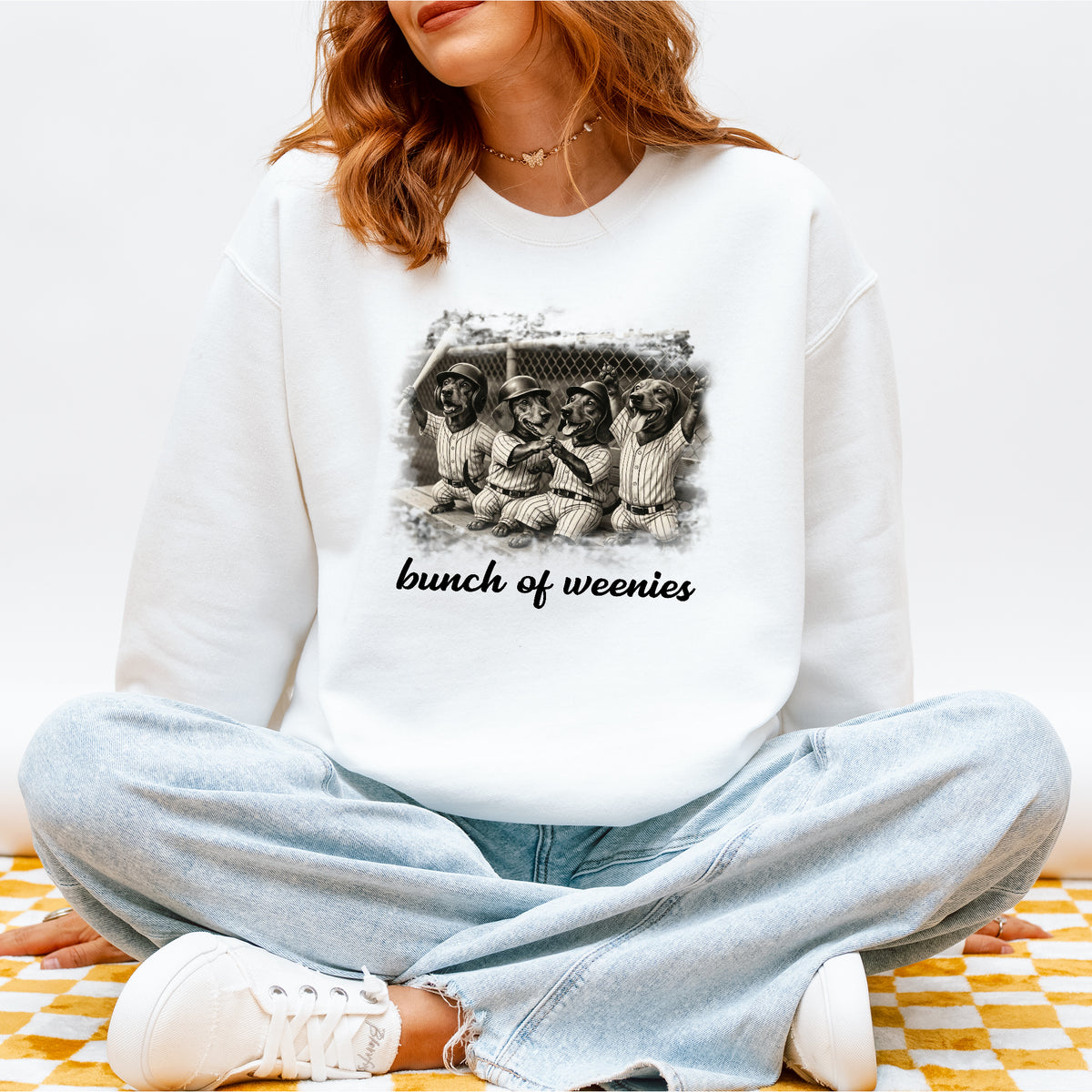 Funny Dachshund Baseball Sweatshirt Bunch of Weenies Dog Mom