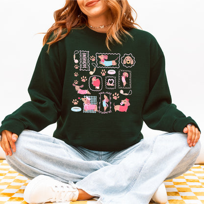 Dachshund Scrapbook Stamp Sweatshirt – Cute Girly Doxie