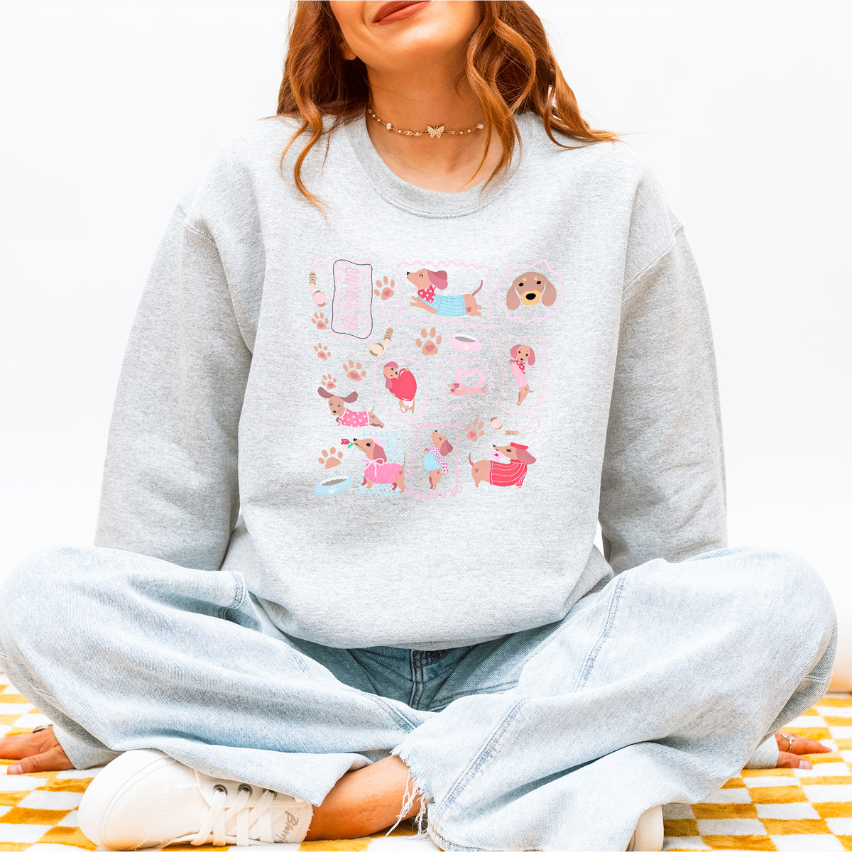 Dachshund Scrapbook Stamp Sweatshirt – Cute Girly Doxie