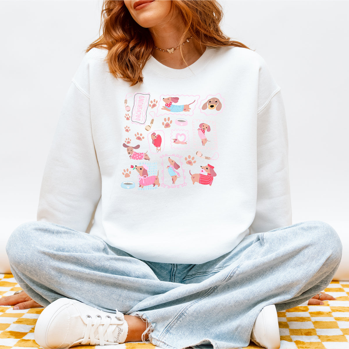 Dachshund Scrapbook Stamp Sweatshirt – Cute Girly Doxie