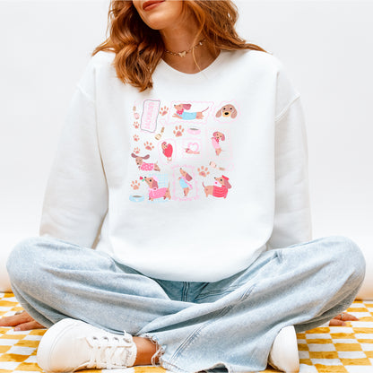 Dachshund Scrapbook Stamp Sweatshirt – Cute Girly Doxie
