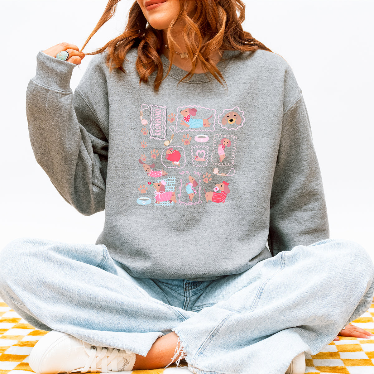 Dachshund Scrapbook Stamp Sweatshirt – Cute Girly Doxie