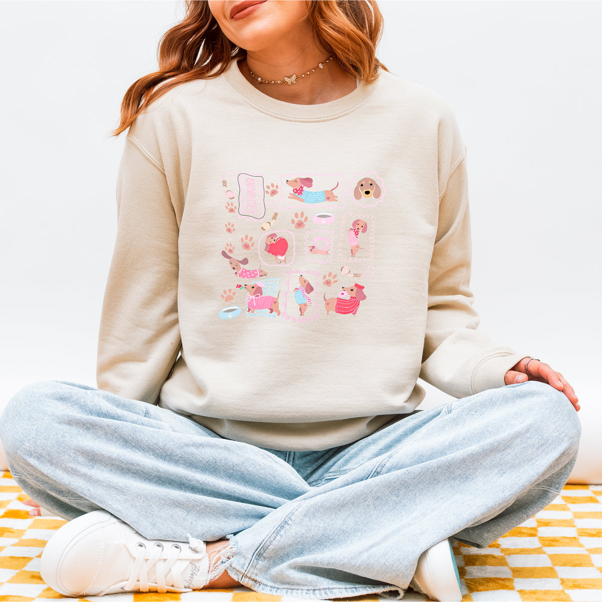 Dachshund Scrapbook Stamp Sweatshirt – Cute Girly Doxie
