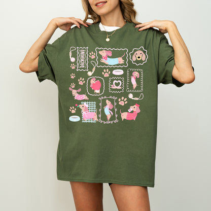 Dachshund Scrapbook Stamp Shirt – Cute Girly Doxie Tee