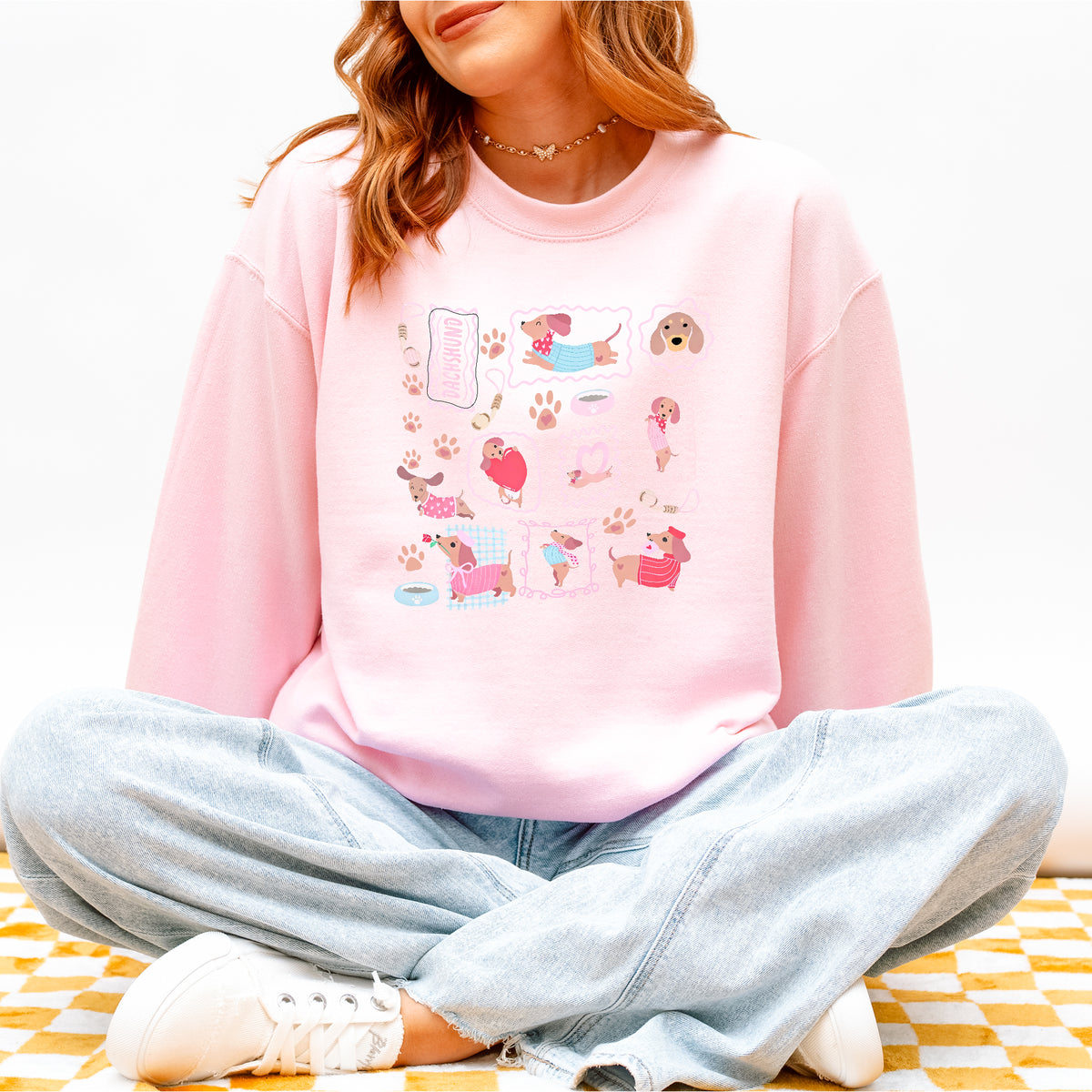 Dachshund Scrapbook Stamp Sweatshirt – Cute Girly Doxie
