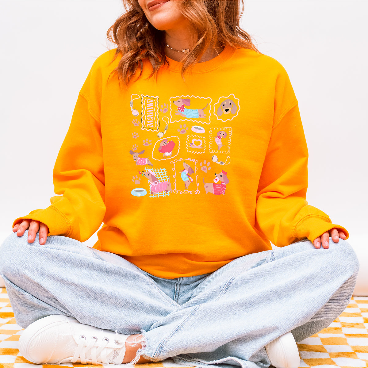 Dachshund Scrapbook Stamp Sweatshirt – Cute Girly Doxie