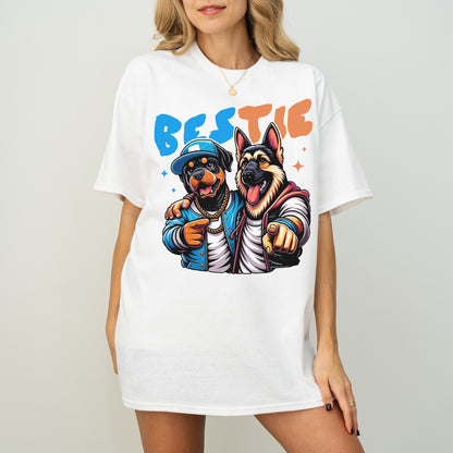 Bestie Funny Dog T-Shirt German Shepherd and Rottweiler