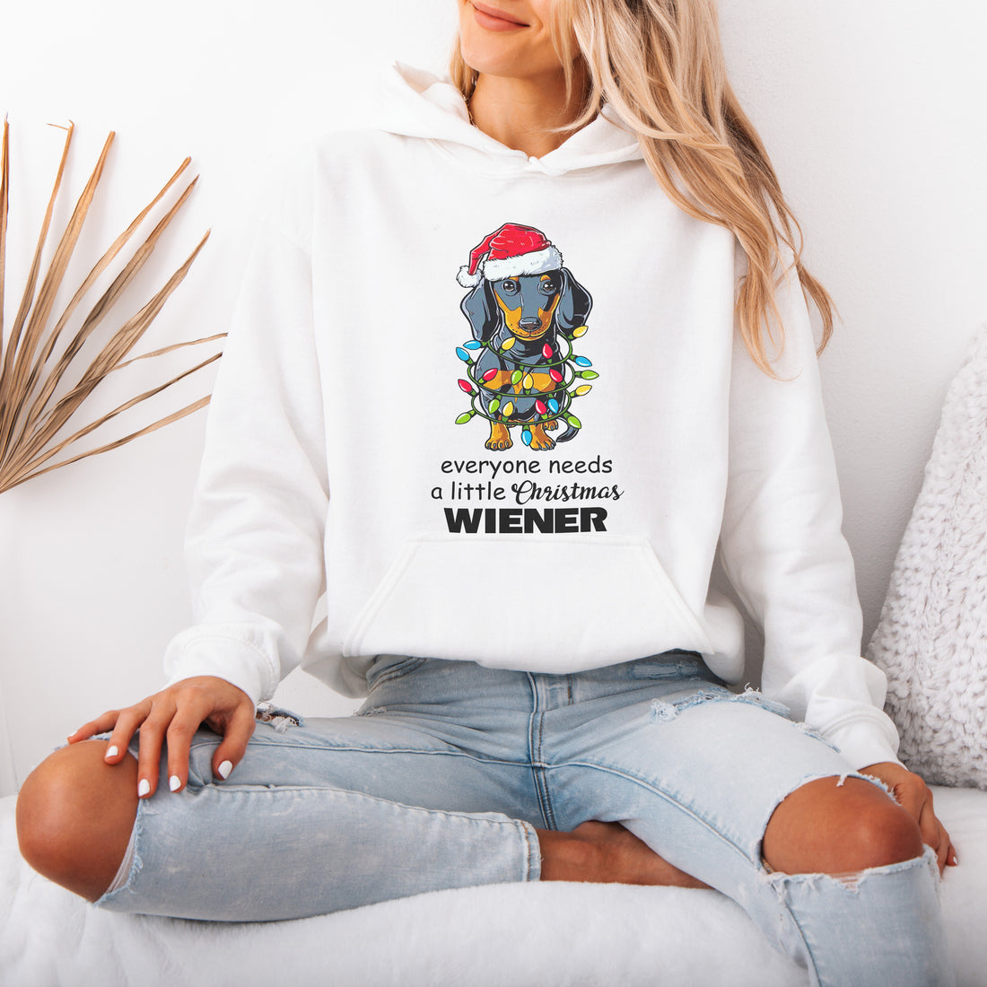 Everyone Needs a Little Christmas Wiener Dachshund Hoodies – Funny Wiener Dog Holiday Hoodies for Dog Lovers