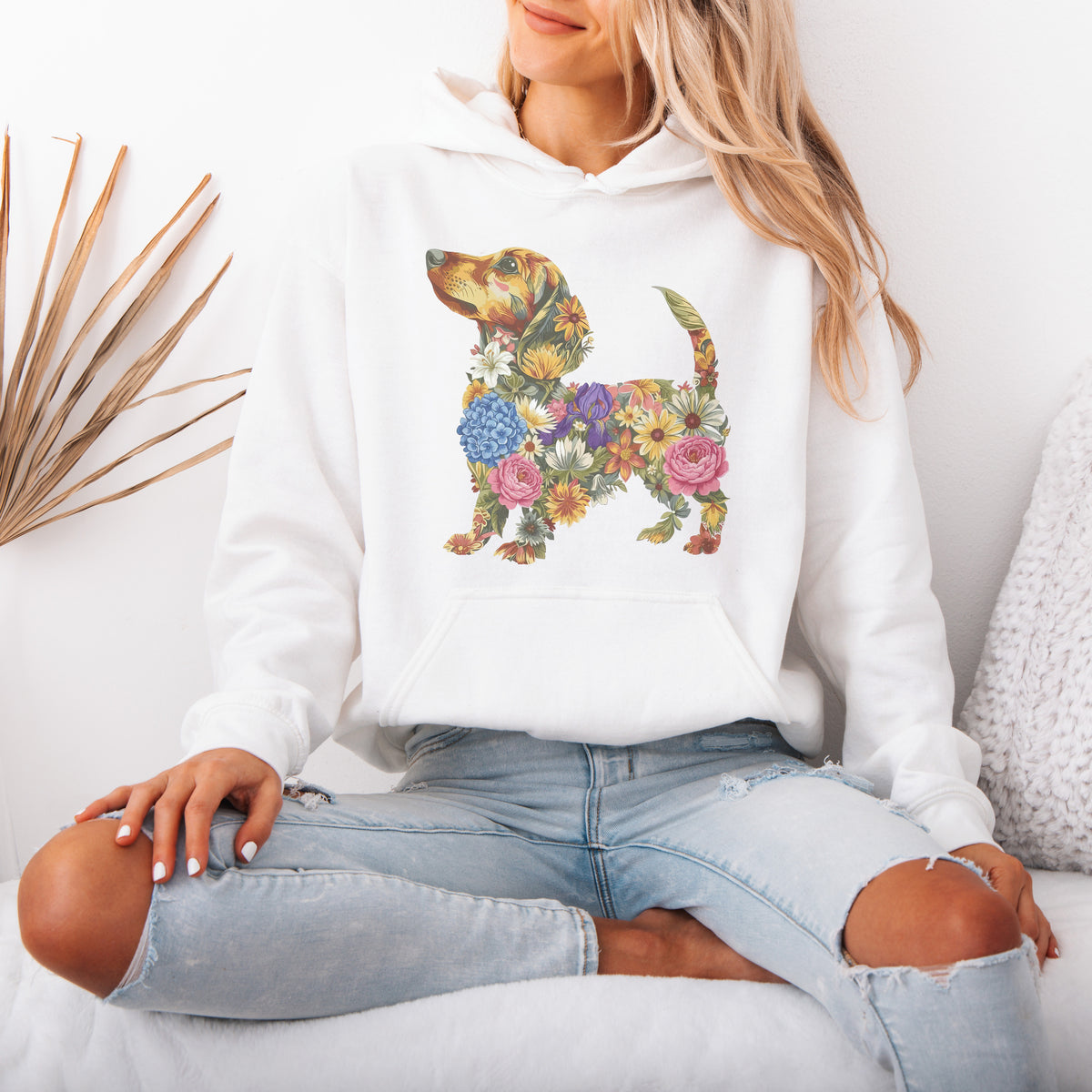 Floral Dachshund Hoodie – Cute Dachshund Lover Gift for Women