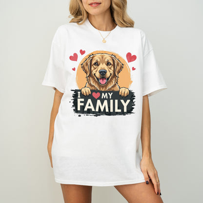 I Love My Family Golden Retriever Dog T-Shirt