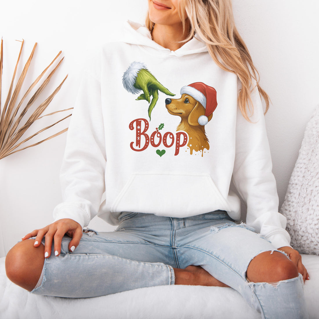 Boop Dachshund Hoodie – Funny Wiener Dog Hooded Sweatshirt with Green Mischief Hand, Cute Dog Lover Gift