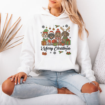 Merry Christmas Dachshund Hoodie – Cute Holiday Puppies Gift