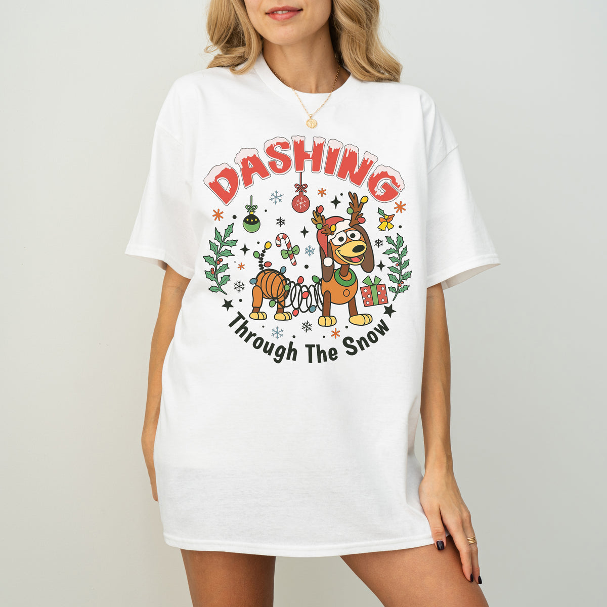Dashing Through The Snow Slinky Dog Christmas Shirt