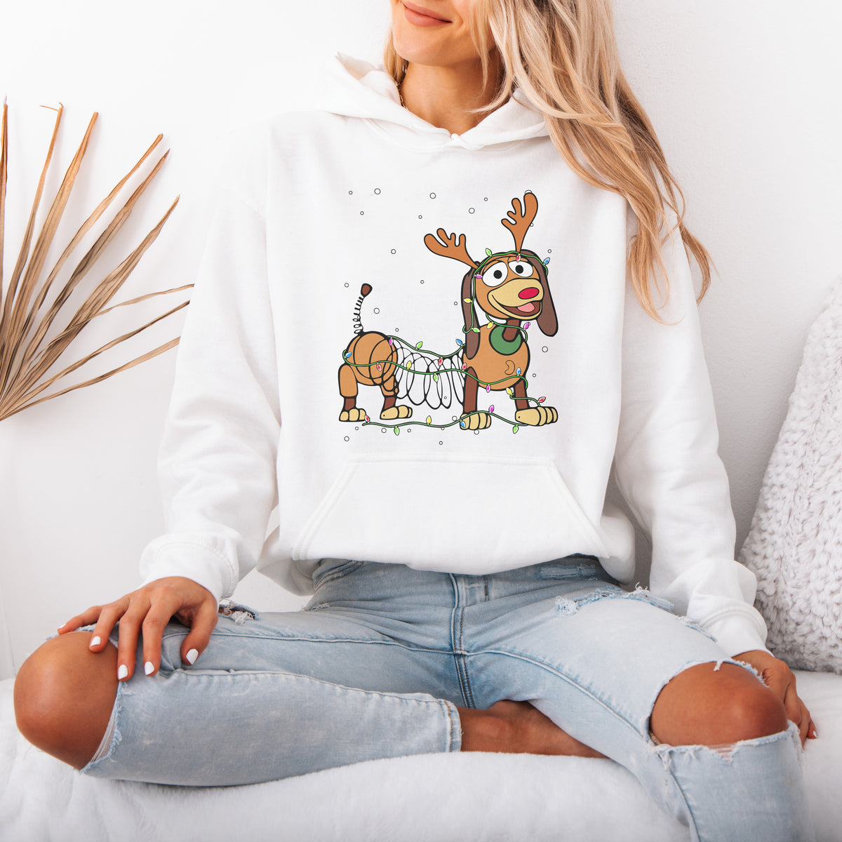 Reindeer Lights Dachshund Christmas Hoodie – String Lights Pup