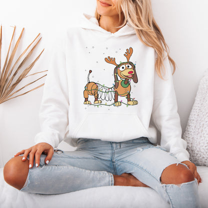 Reindeer Lights Dachshund Christmas Hoodie – String Lights Pup