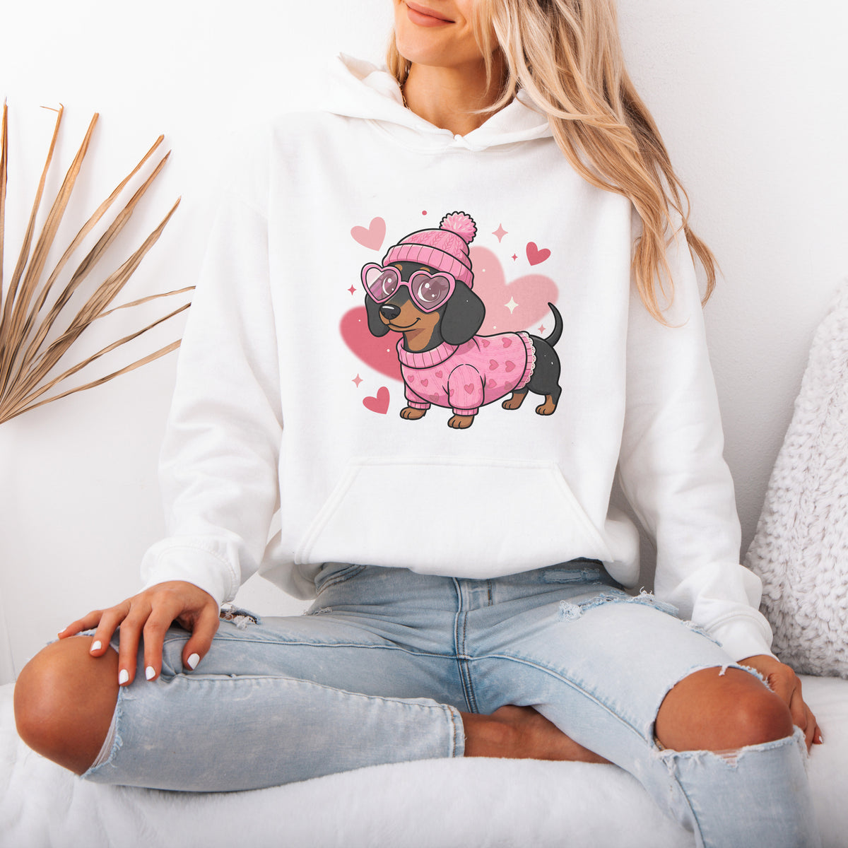 Cute Valentine Dachshund Dog Mom Hoodie