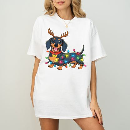 Reindeer Lights Dachshund Christmas Shirt